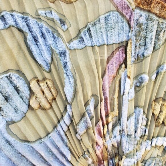 CO. Hand Painted Watercolor French Velvet Pleated Midi‎ Dress - Picture 9 of 10